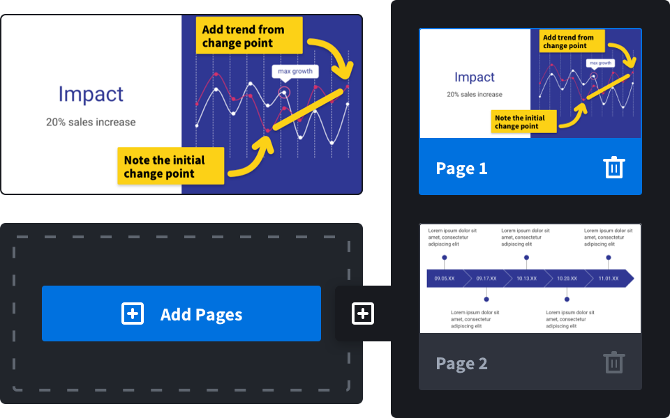 Add multiple pages to markups
