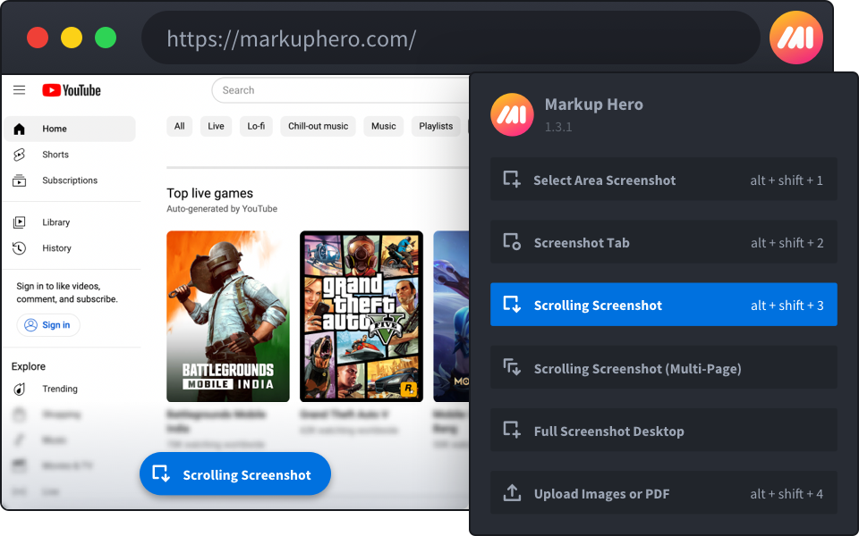 Take website screenshots